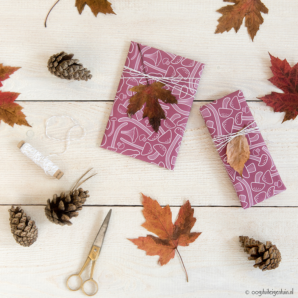 DIY Inpakpapier paddenstoelen print